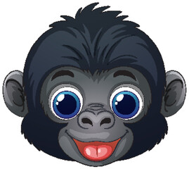 Obraz premium Cute Baby Gorilla Face Vector Illustration with Happy Expression