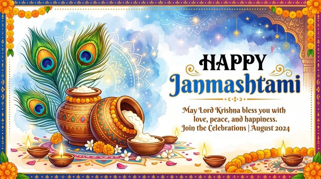 illustration of Dahi Handi fo Hindu Festival Shree Krishna Janmashtami.