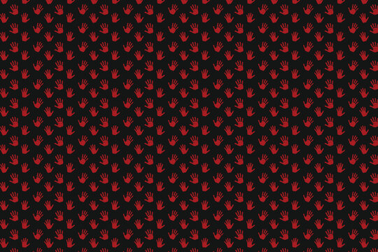 creepy bloody handprint pattern background
