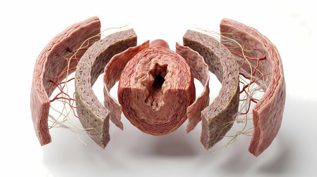 Cross-Sectional View of Human Rectum Showing Layers