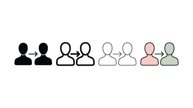Simple icons of people connected by arrows in sequence