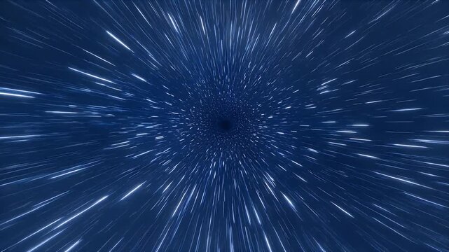 Deep space exploration warp tunnel speed light star field abstract starfield background with glowing light streak line vortex motion blur cosmic tunnel futuristic galaxy travel concept science