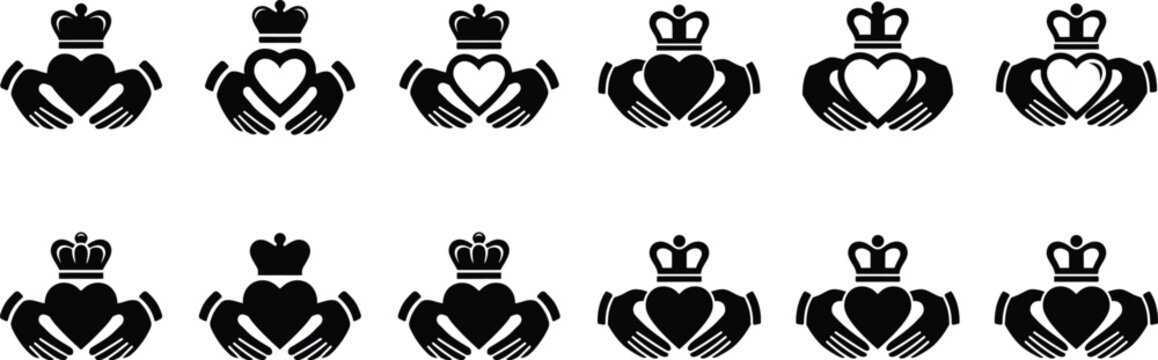 Claddagh ring set with heart and hands design for traditional celtic love and friendship jewelry symbols.