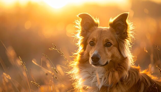 A serene dog in a natural setting.