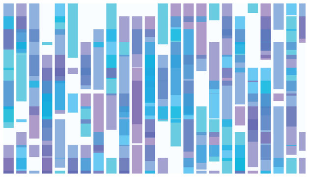 Minimalist rectangular bar pattern with varied blue and purple block elements.
