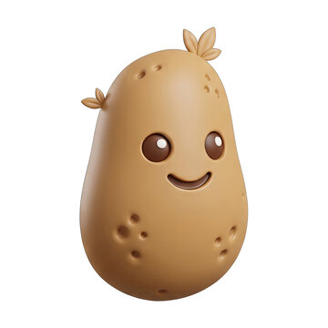 Cute Cartoon Potato Character with Happy Face