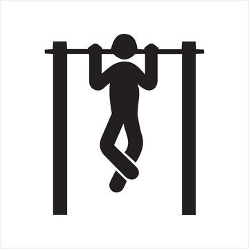 Pull Up Exercise Vector Icon, Calisthenics Workout Fitness Symbol