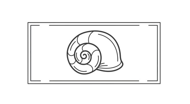 Minimalist Outline Drawing of a Snail Shell in a Rectangle Frame