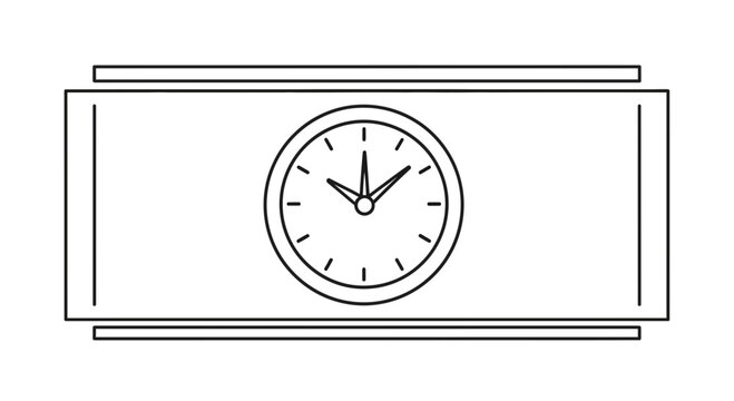 Minimalist Line Art Clock on Rectangular Frame, Time Concept