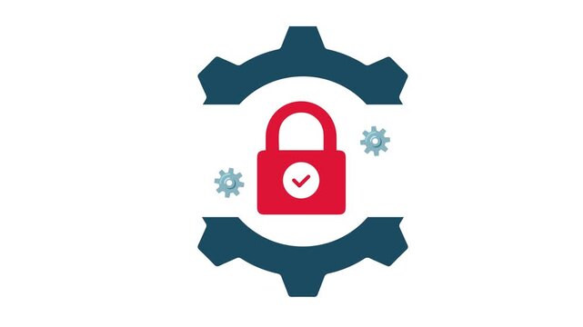 Lock Security Protection Animation. 4K Right gear with protect lock. lock with gear check mark. Motion graphic