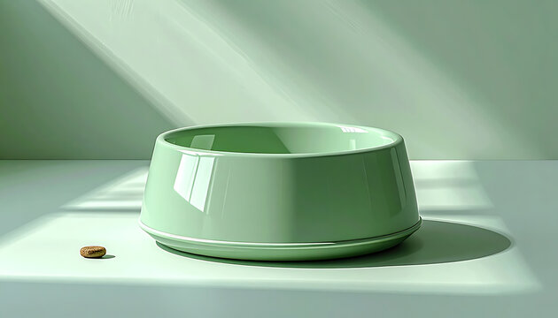 Modern Mint Green Ceramic Pet Bowl for Dogs and Cats on Minimalist Surface.