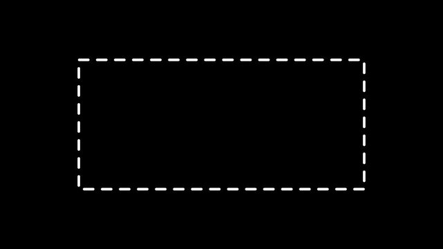 right loading direction icon with dotted line animation on black background. dot icon sign animated with alpha channel. Black straight arrows animation. Reveal animation of solid, dashed 4k video.