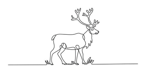 Continuous single line drawing of a reindeer © JoyChandra