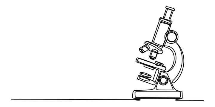 Continuous single line drawing of a microscope for science and research concepts and laboratory study equipment for education and medical biology discovery Vector, illustration