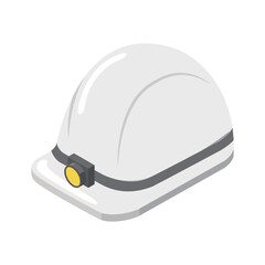 ヘッドライトを装着した白い工事用ヘルメットのイラスト © color