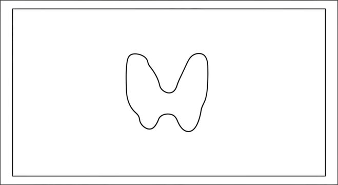 Thyroid Gland Outline Icon, Vector Illustration of Human Endocrine System Organ