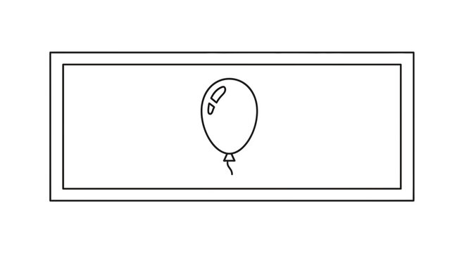 Simple Line Drawing of a Balloon in a Rectangular Frame