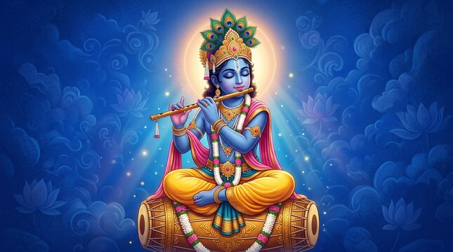 Shree Krishna janmashtami design background. Krishna birth festival background 2025.