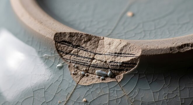 Dead brown moth on cracked surface.