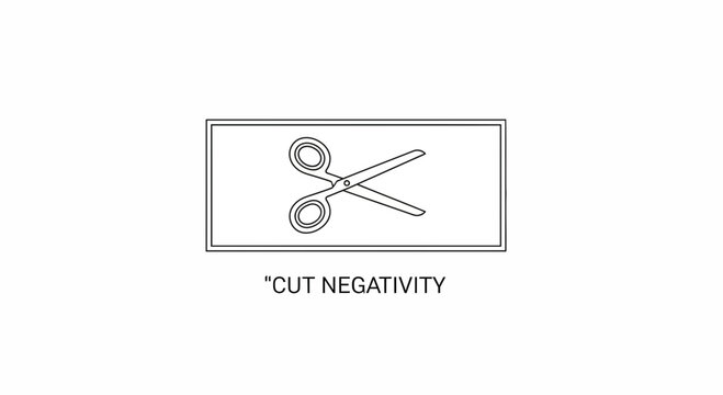 Scissors cutting the word negativity, concept of cutting negative thoughts and emotions.