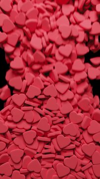 Red heart shapes Valentines Day.