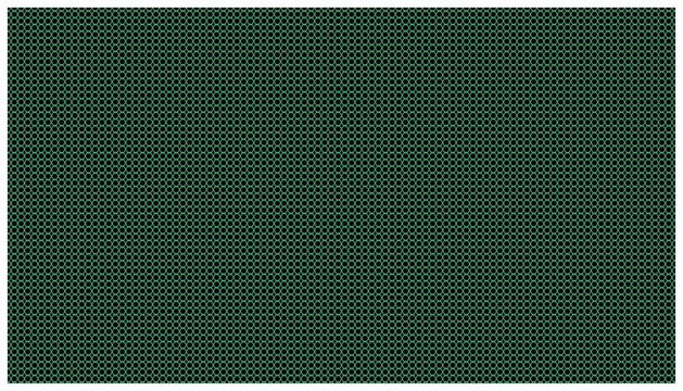 Seamless pattern with green hexagonal grid on dark background, geometric abstract ornament, vector illustration.
