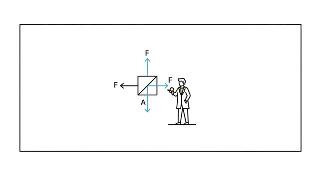 Scientist applying forces to a prism, demonstrating physics principles