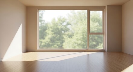 Fototapeta premium Empty room with large window sunlight.