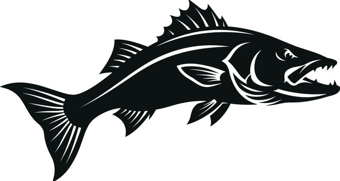 Aggressive Snook Fish Vector Silhouette Icon for Saltwater Fishing Tournaments Sport Fishing Logos and Marine Wildlife Apparel Designs