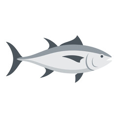 Fototapeta premium Gray and white cartoon fish swimming to the right side icon