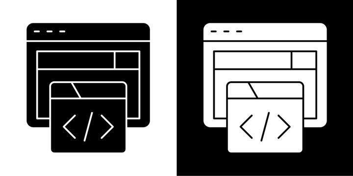 Web Programming Icon Set White Glyph Style Collection