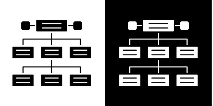 Sitemap Hierarchy Icon Set White Glyph Style Collection
