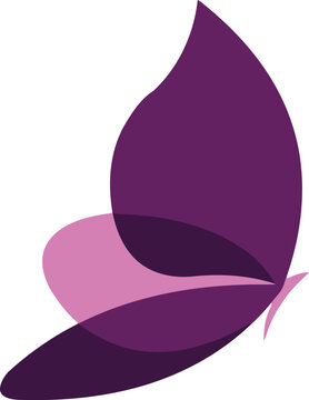 Elegant purple butterfly wing silhouette logo design representing beauty transformation fashion nature grace femininity creative modern artistic icon.