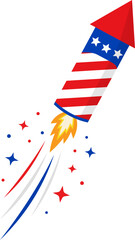 Obraz premium Firework Rocket USA Flag Launch 4th of July Vector Illustration
