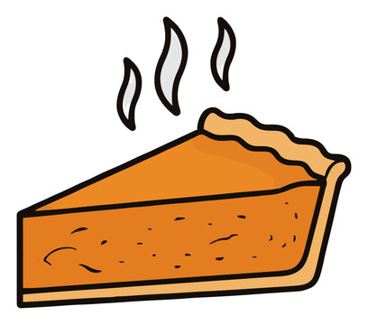 Fresh pumpkin pie slice with steam isolated on white. Generative AI