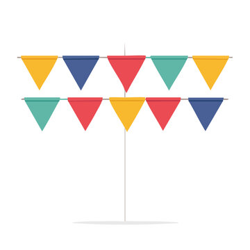 Colorful triangular bunting flags on string