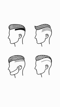 Mens Haircut Styles Set: Modern Fades, Undercuts, Pompadour