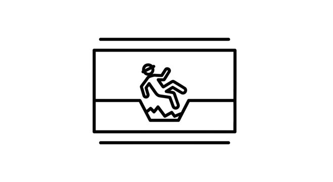 Man falling into a hole, danger, accident, risk, hazard, warning sign icon