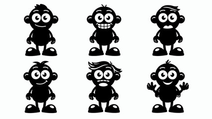 Fototapeta premium Cute Cartoon Characters Set: Happy, Surprised, Excited, Confused