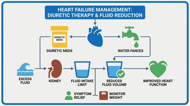 Diuretic Therapy Fluid Reduction Heart Failure Management Diagram