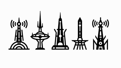 Fototapeta premium Futuristic City Towers Collection: Sci-Fi Architecture Icons