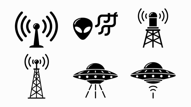 Alien UFO and Radio Tower Icons