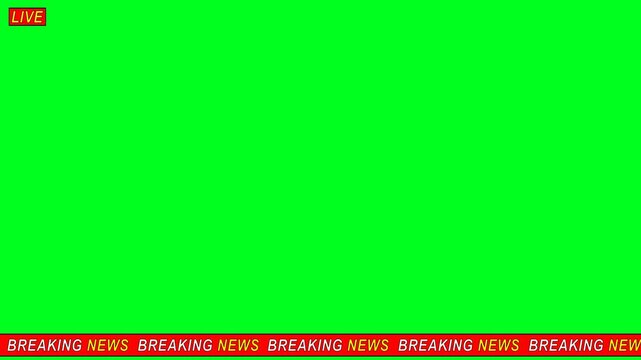 4k animation breaking news lower third with green screen background