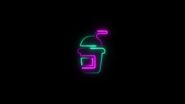 neon smoothie icon with glowing fruit beverage animation on black background
healthy nutrition drink symbol 4k motion design