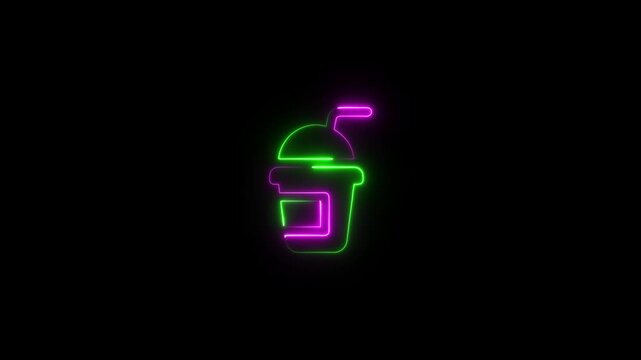 neon smoothie icon with glowing fruit beverage animation on black background
healthy nutrition drink symbol 4k motion design