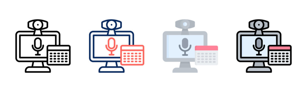 Webinar Setup icon set multiple style collection