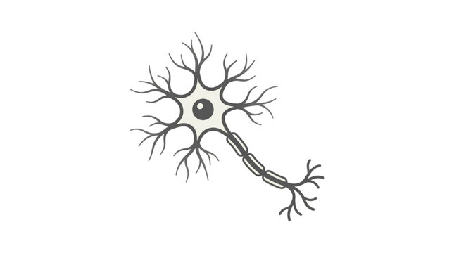 Illustration of a single human neuron cell body with dendrites and axon.