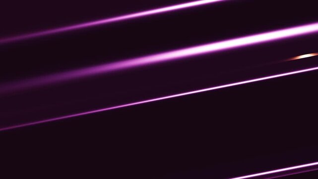 Glossy metallic 3D diagonal ribbons sliding in dark virtual space with rose gold specular highlights and purple neon glow