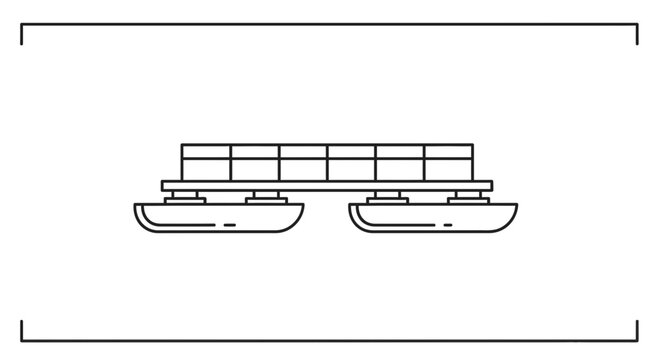 Floating Pontoon Bridge or Walkway, Simple Line Art Icon