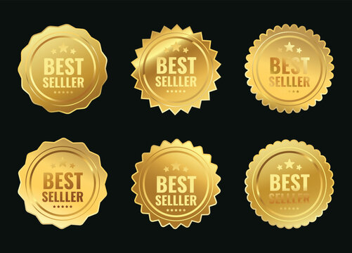 Best Seller Gold Badge Collection Illustration, vector design